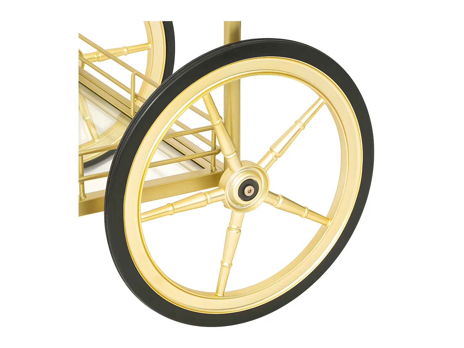 Desserte roulante en Métal Doré et Verre trempé  L 92 cm