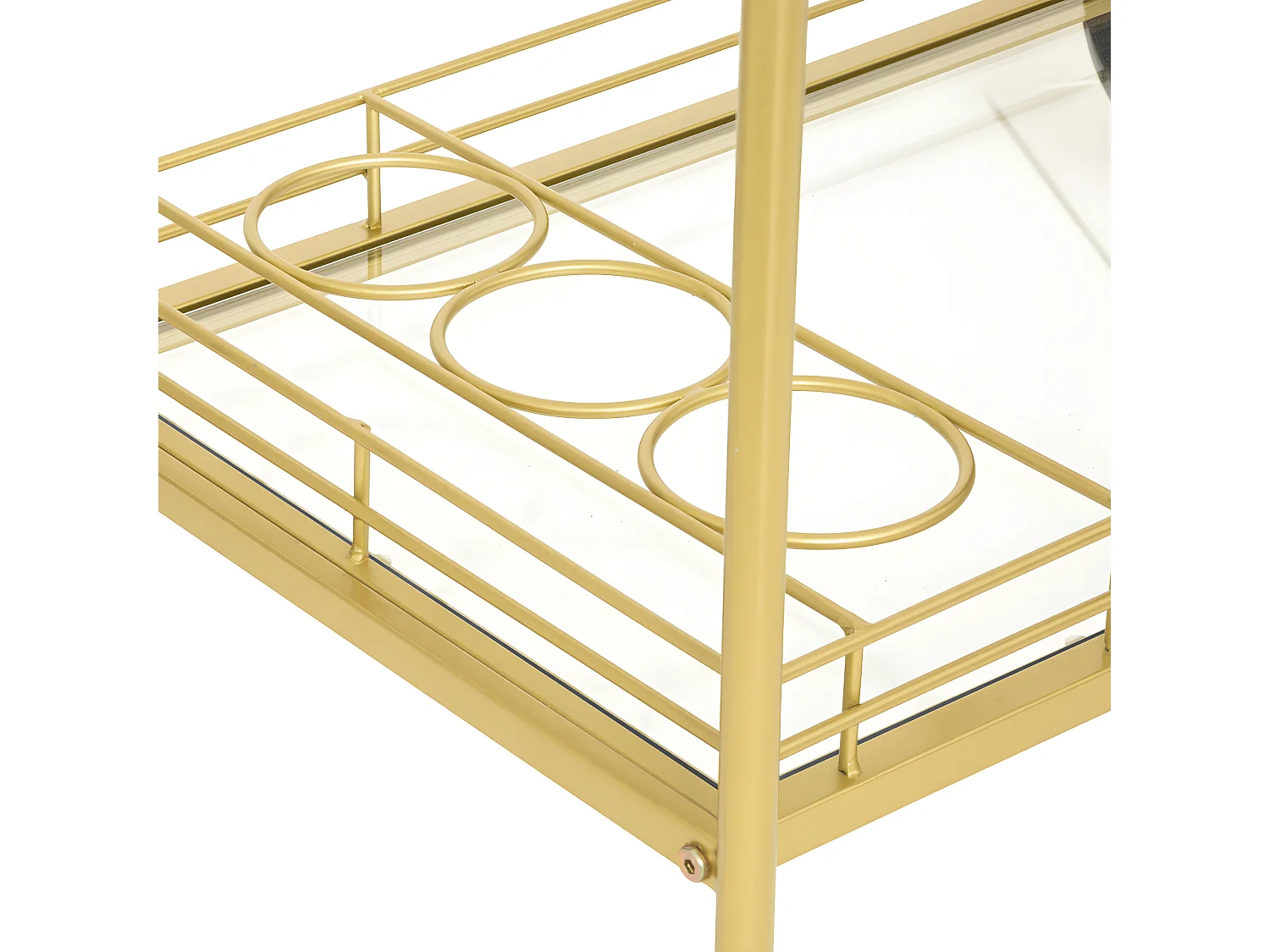 Desserte roulante en Métal Doré et Verre trempé  L 92 cm