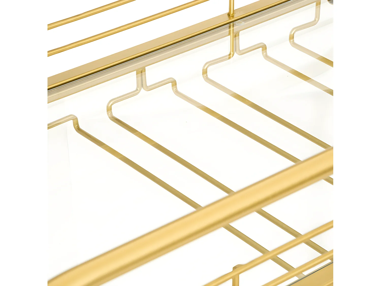 Desserte roulante en Métal Doré et Verre trempé  L 92 cm