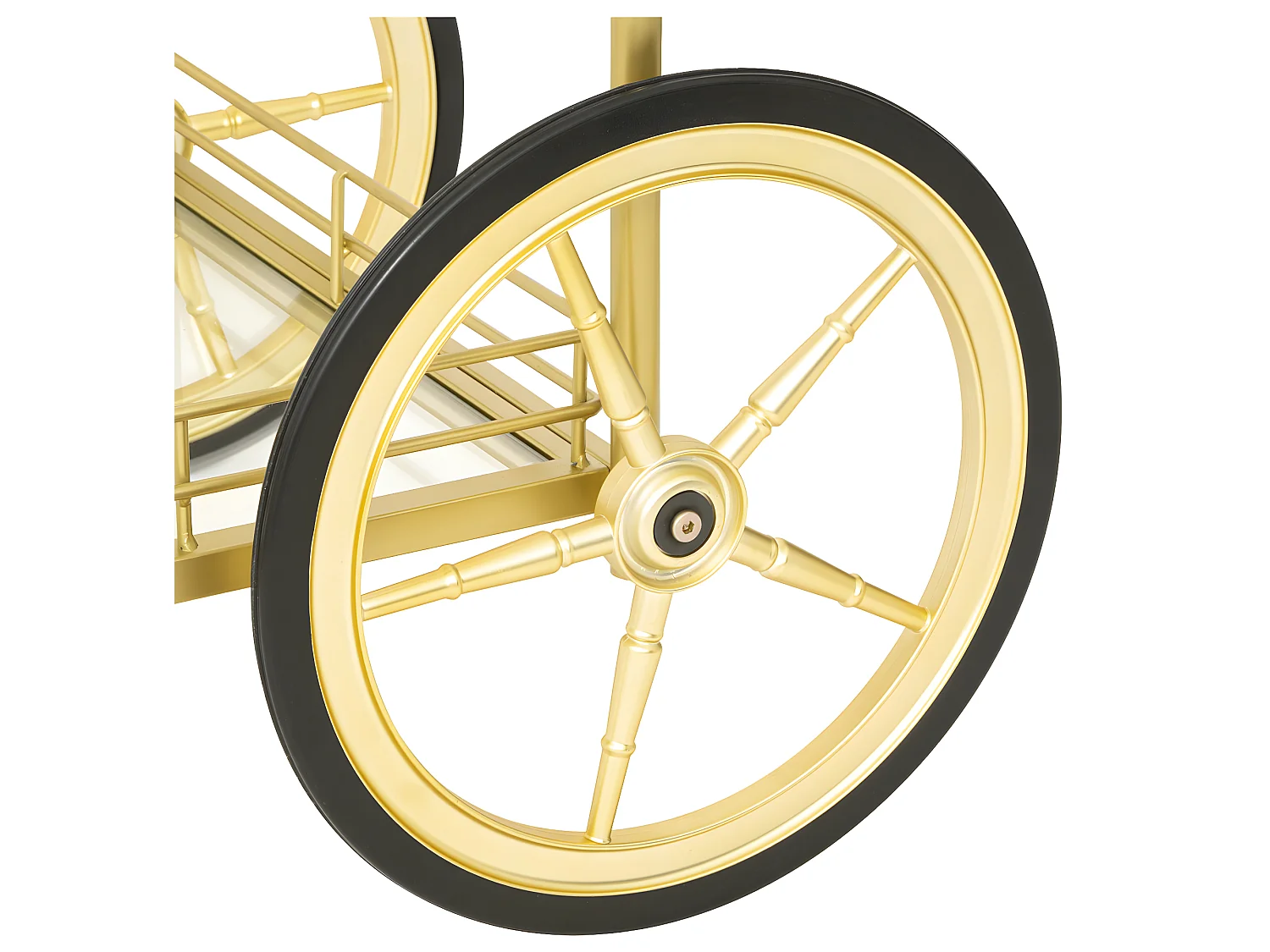 Desserte roulante en Métal Doré et Verre trempé  L 92 cm