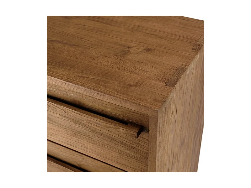 SIXTINE - Commode 3 tiroirs bois de teck recyclé pieds en métal noir