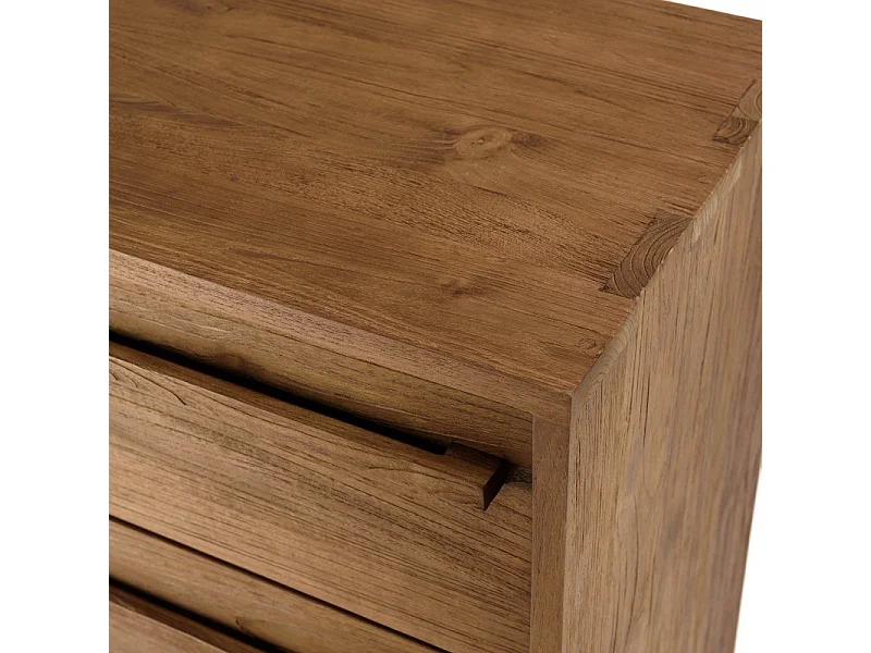 SIXTINE - Commode 3 tiroirs bois de teck recyclé pieds en métal noir