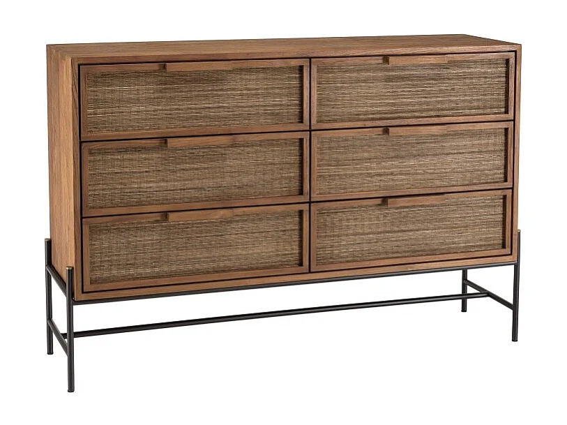 SIXTINE - Commode 6 tiroirs en bois de teck recyclé