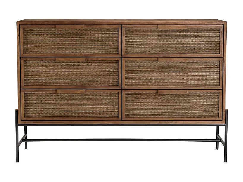 SIXTINE - Commode 6 tiroirs en bois de teck recyclé