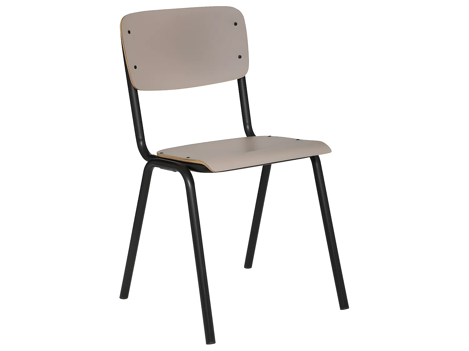 Chaise de table en Métal noir et Bois Taupe