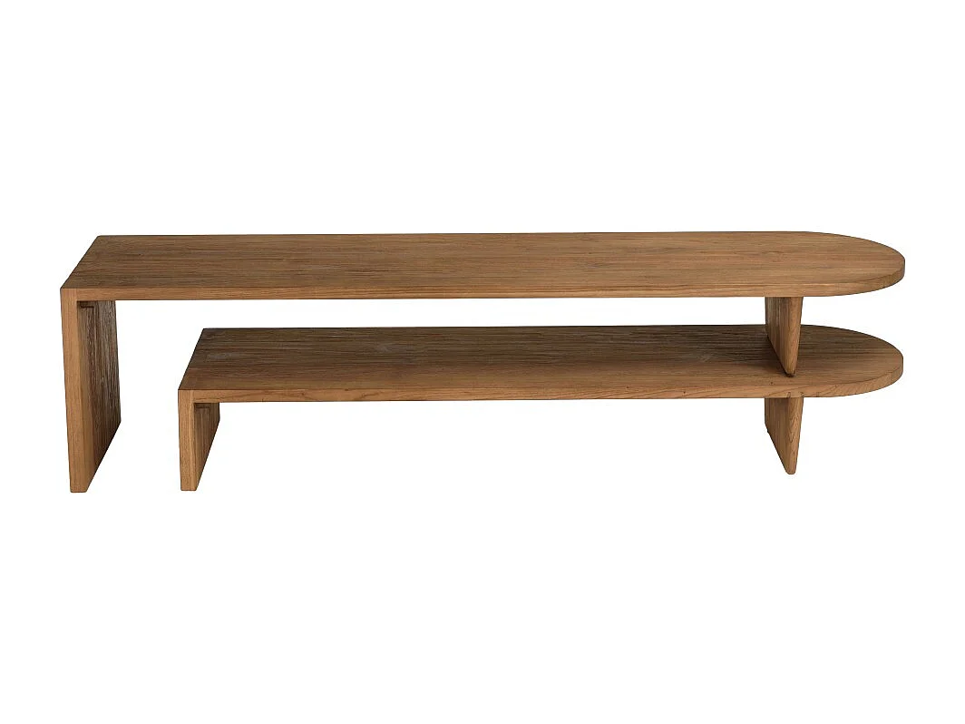 SIXTINE - Meuble TV modulable 160x40cm en bois de teck recyclé naturel