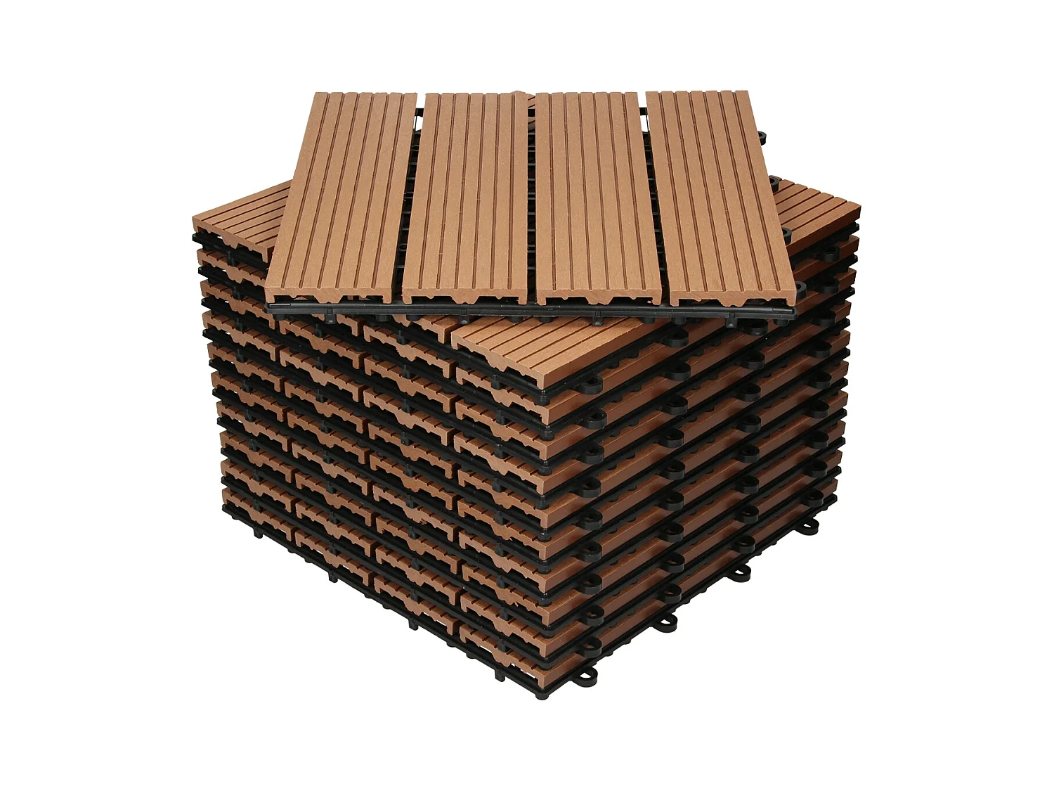 WPC Carreaux 30x30 cm 22 Pièces par 2m² avec Aspect Bois Marron Clair ECD Germany