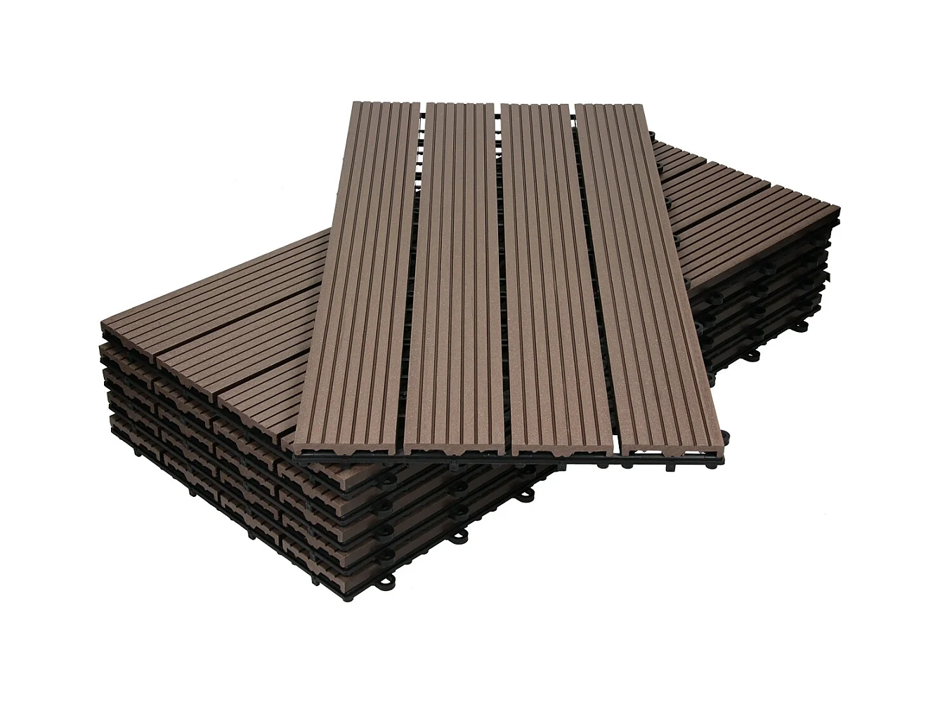 Pack de 3 panneaux de sol en WPC 60x30 brun foncé ECD Germany