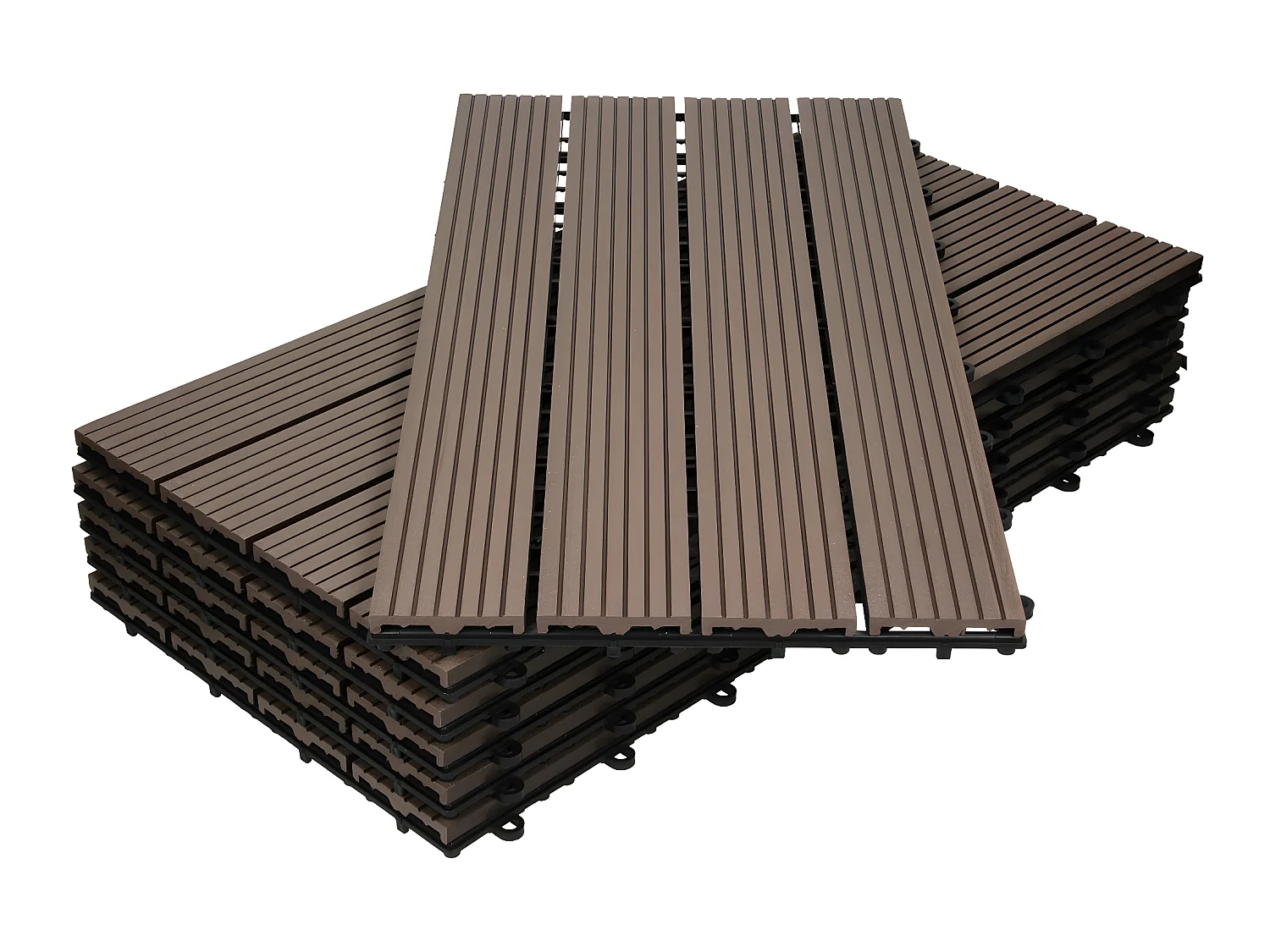 Pack de 3 panneaux de sol en WPC 60x30 brun foncé ECD Germany