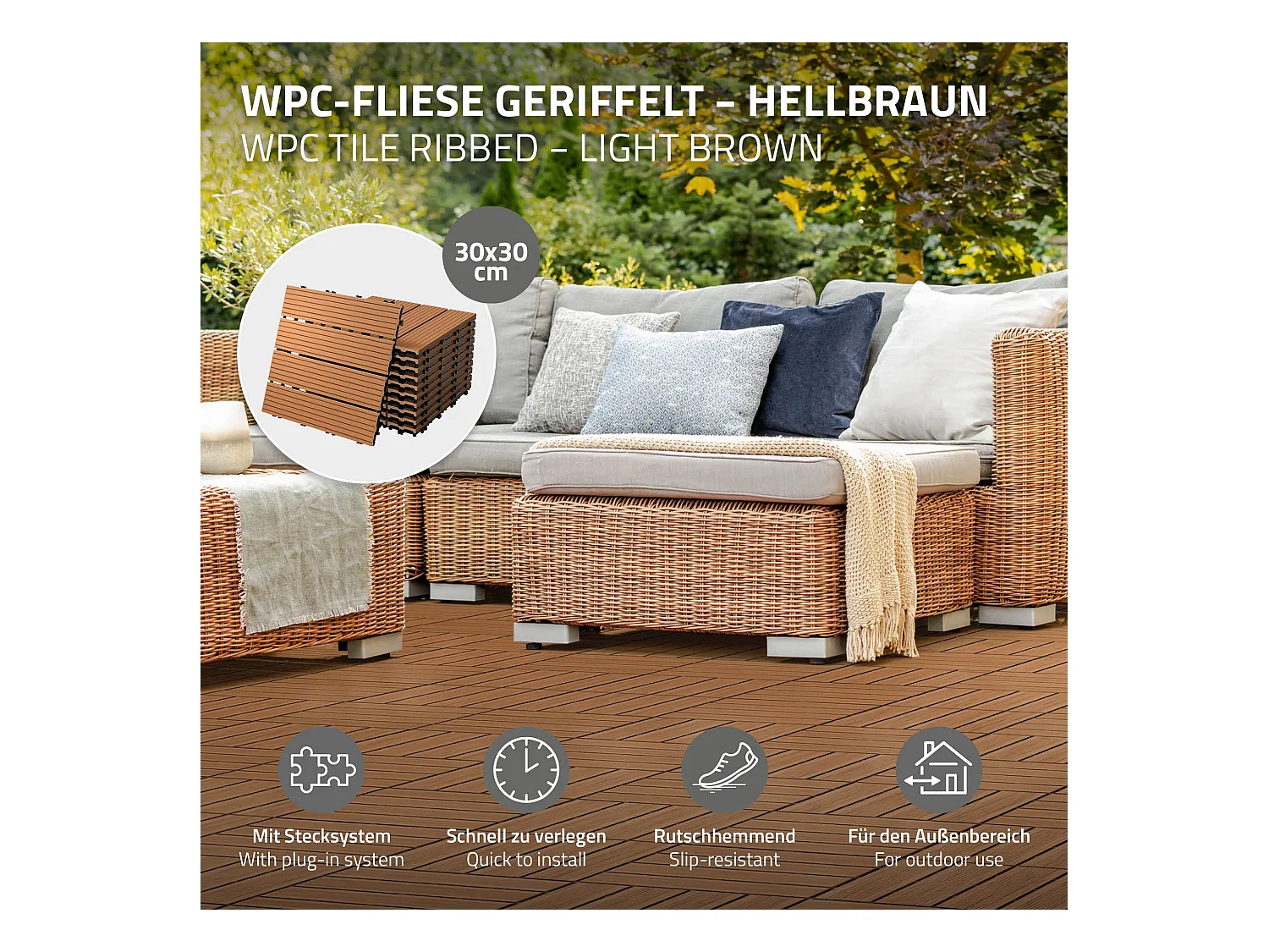 Piastrelle WPC 30x30 cm ECD Germany