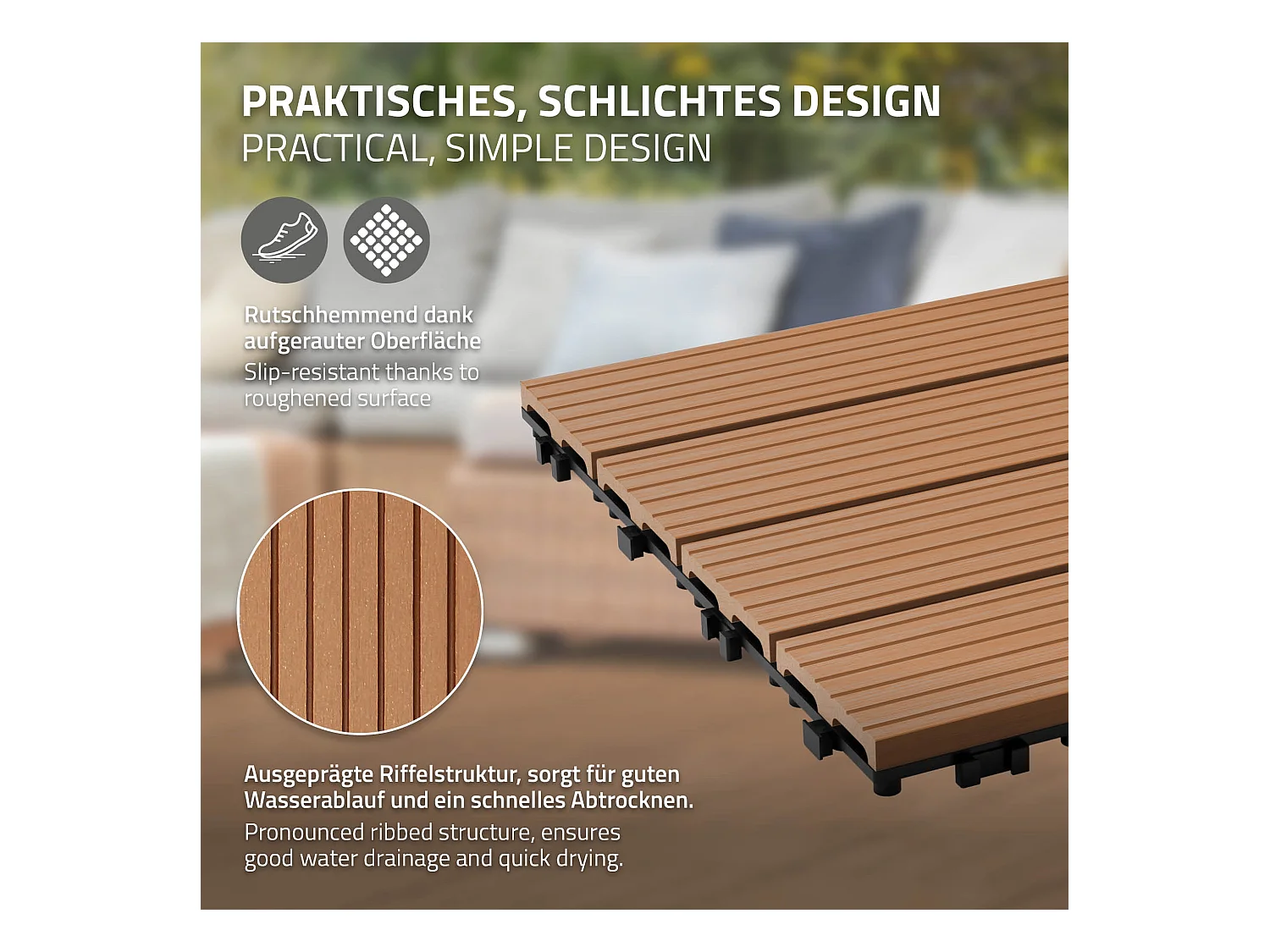 Piastrelle WPC 30x30 cm ECD Germany