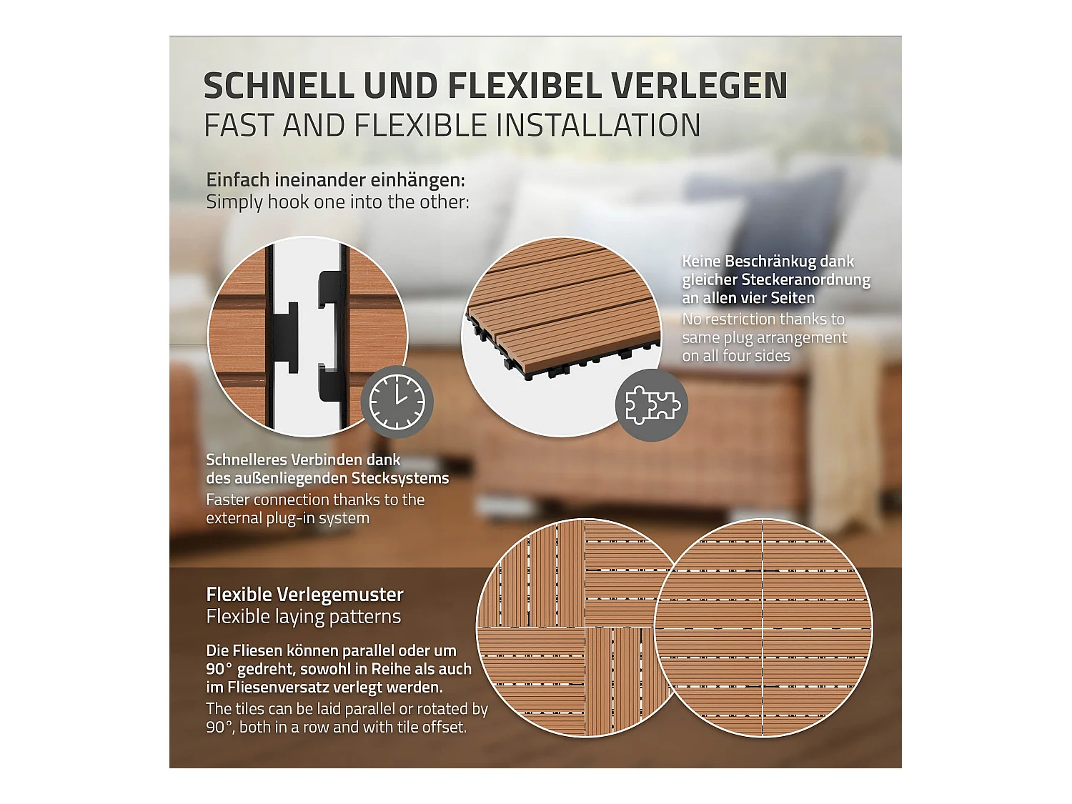 Piastrelle WPC 30x30 cm ECD Germany