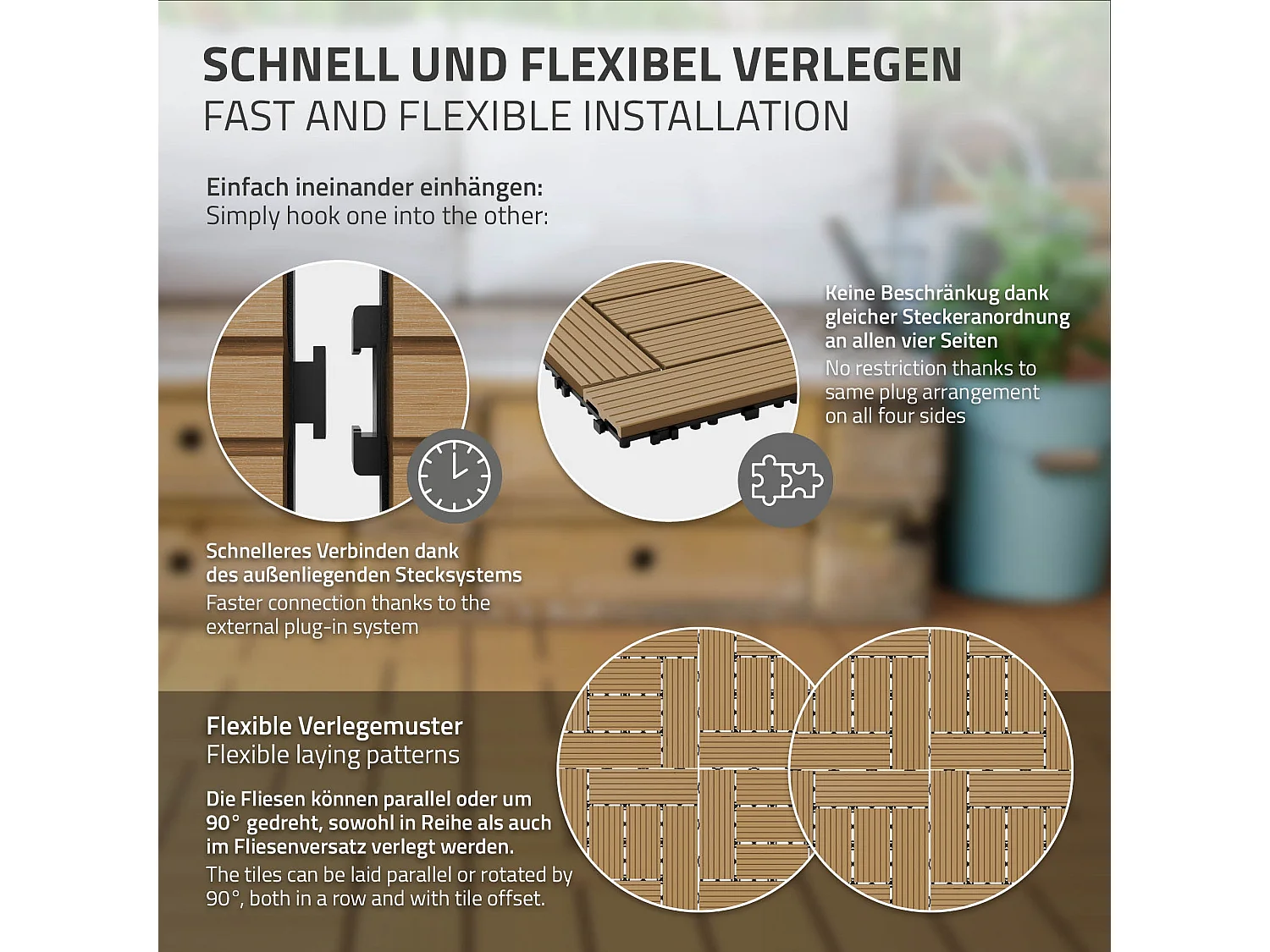 ECD Germany WPC Baldosas para terrazas 30x30 cm ECD Germany