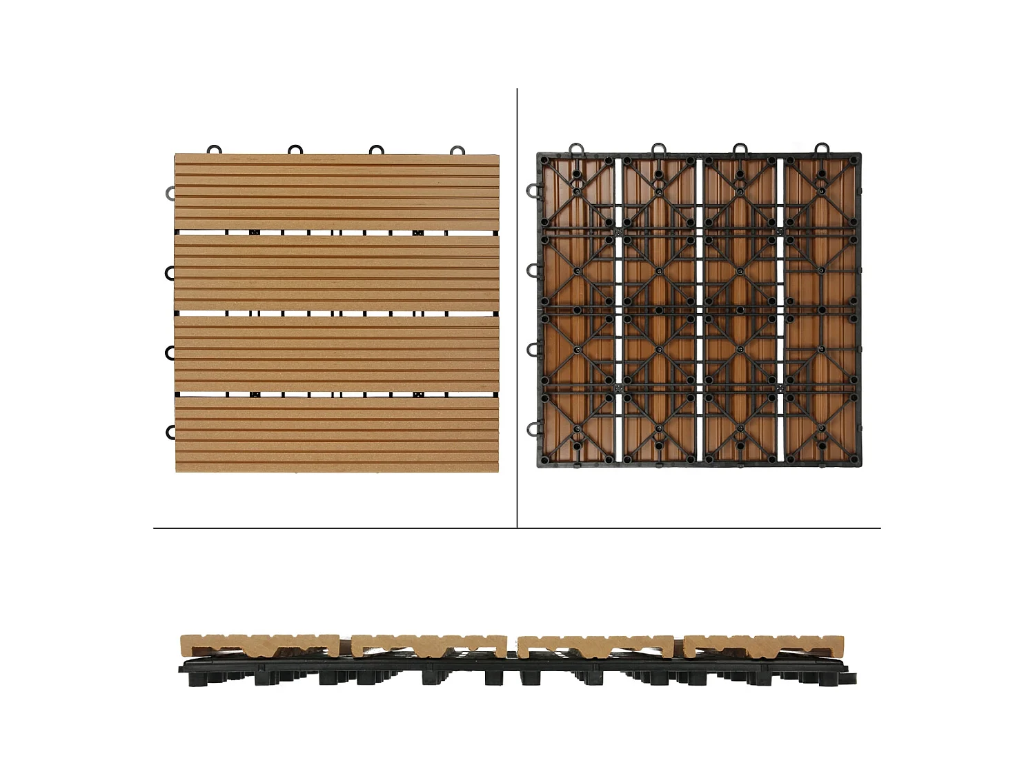 WPC Carreaux 30x30 cm - 33 Pièces par 3m² avec Aspect de Bois  Teak ECD Germany