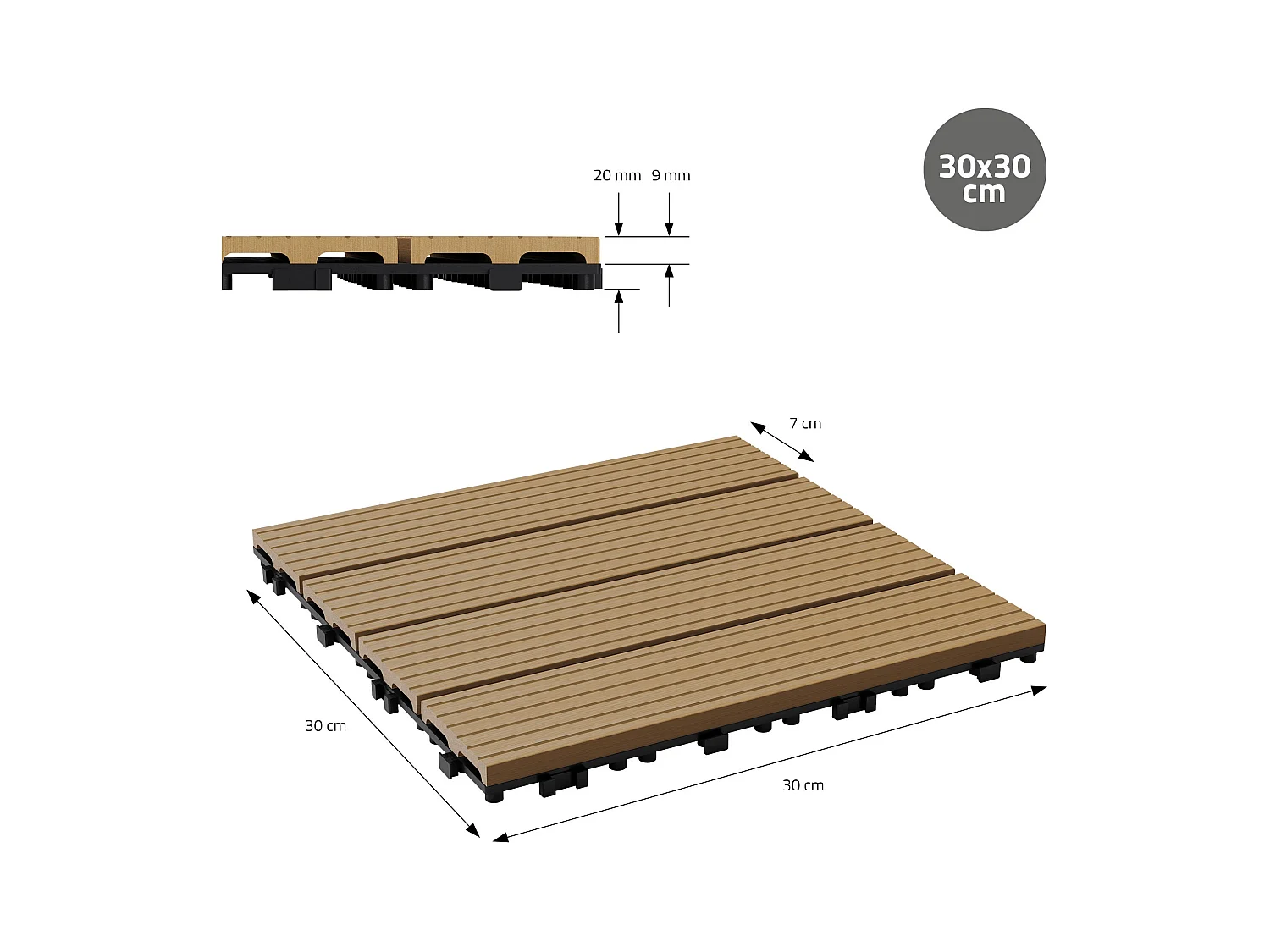WPC Terraza Baldosas 30x30 cm - 33 unid. por 3m² ECD Germany