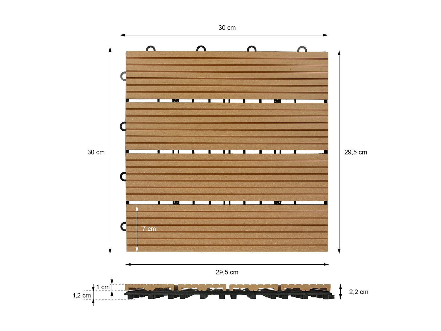 WPC Baldosas 30x30 cm - 44 unid. por 4m² ECD Germany