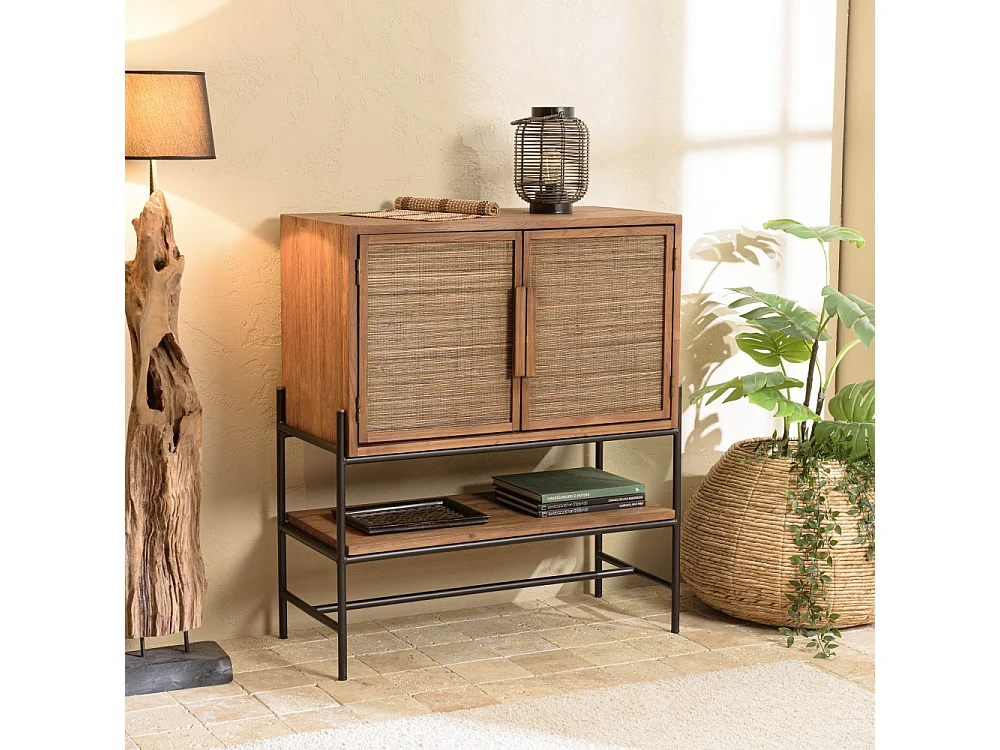 SIXTINE - Buffet 2 portes en bois de teck recyclé