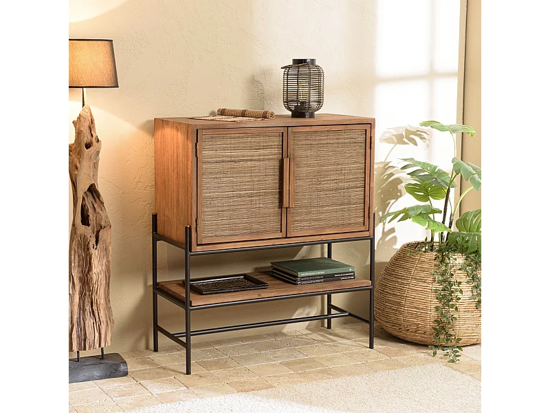 SIXTINE - Buffet 2 portes en bois de teck recyclé