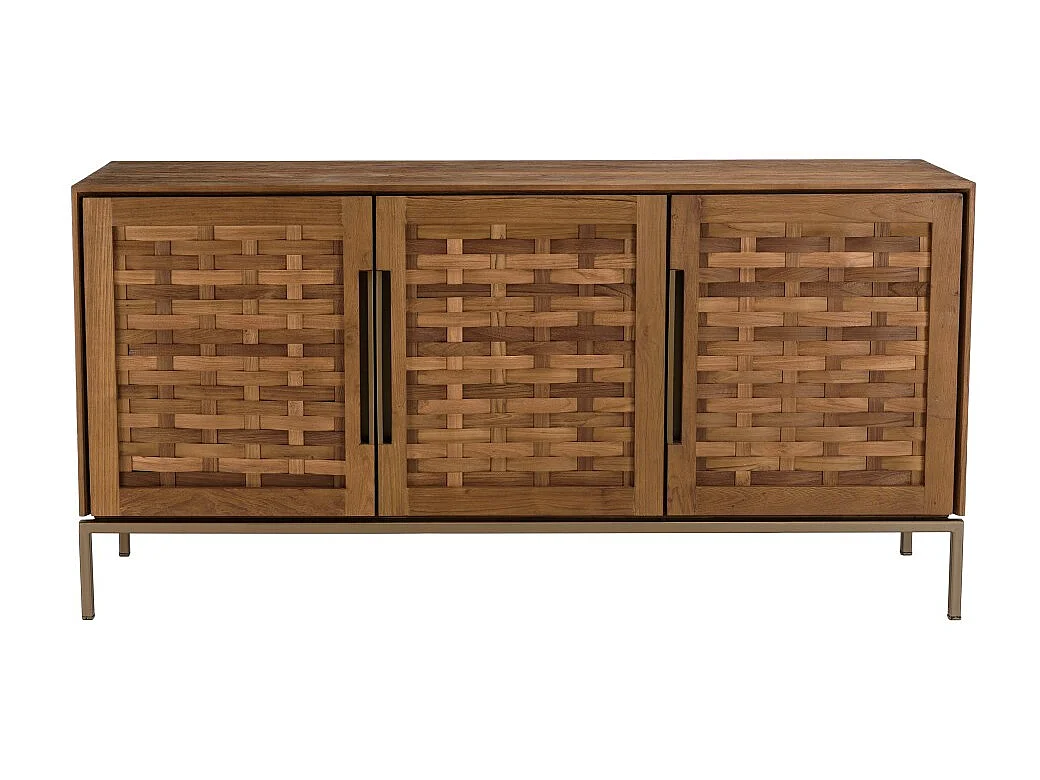 SIXTINE - Buffet en bois de teck recyclé 3 portes