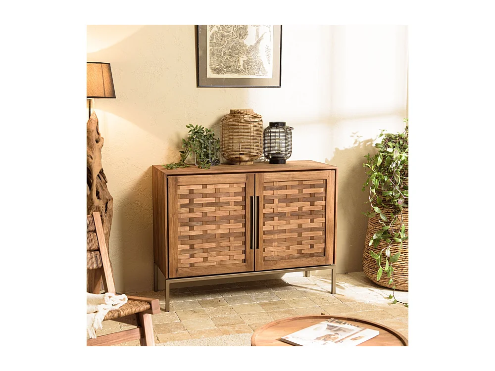 SIXTINE - Buffet en bois de teck recyclé 2 portes