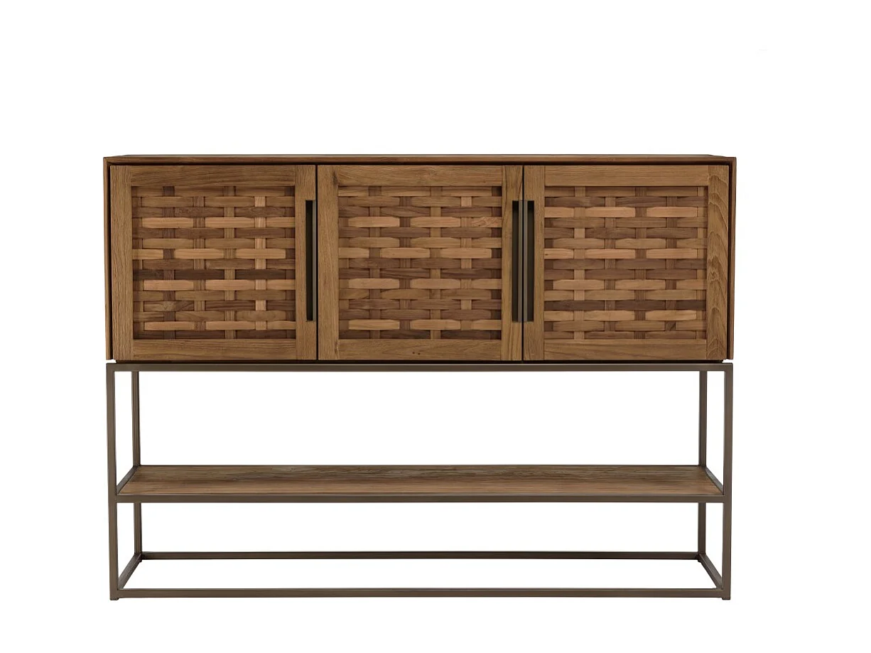 SIXTINE - Buffet en bois de teck recyclé 3 portes