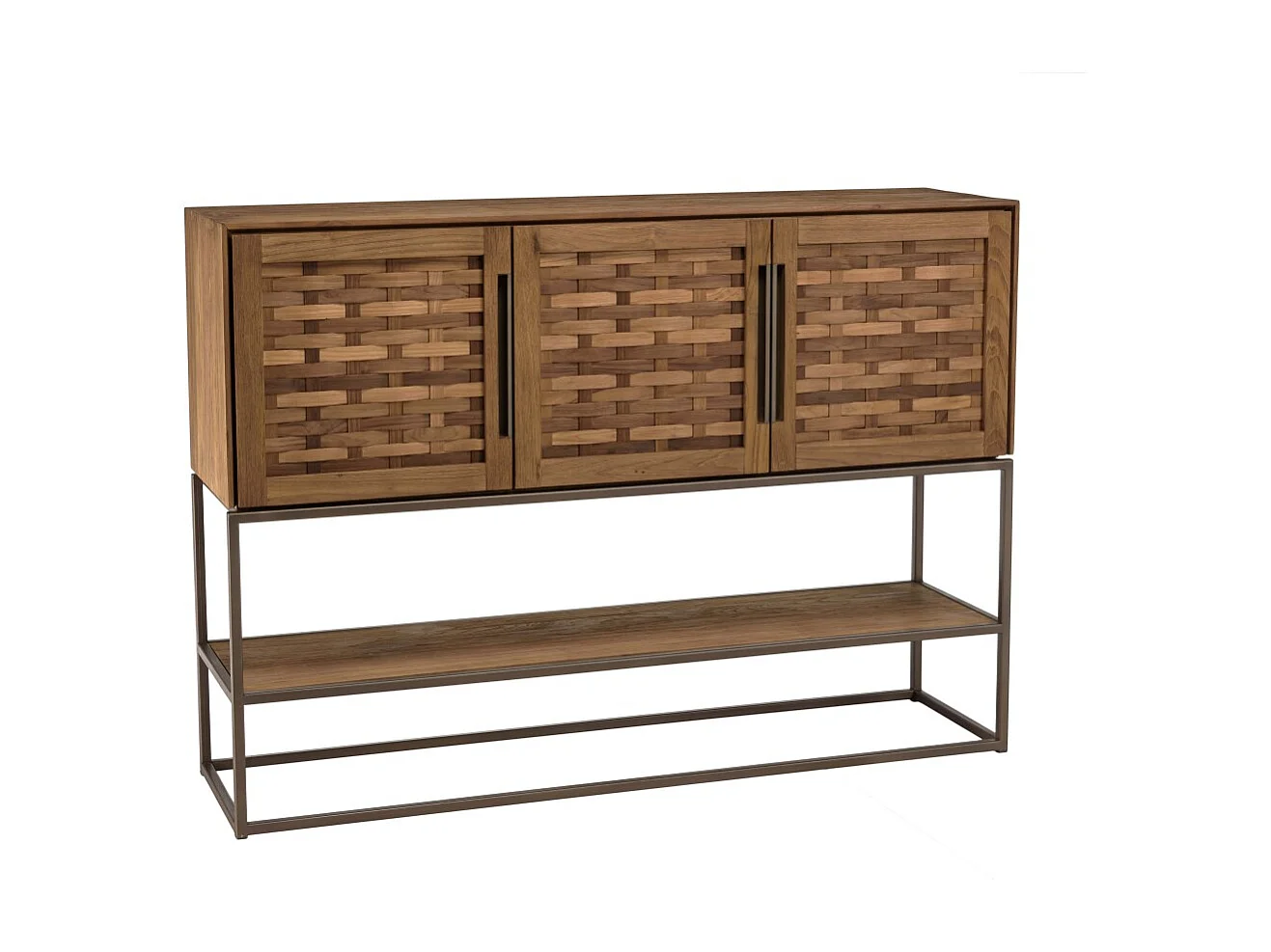 SIXTINE - Buffet en bois de teck recyclé 3 portes