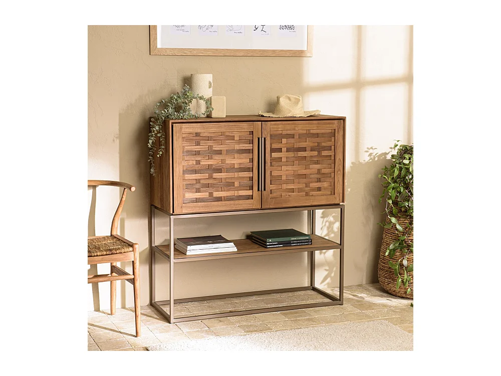 SIXTINE - Buffet en bois de teck recyclé 2 portes