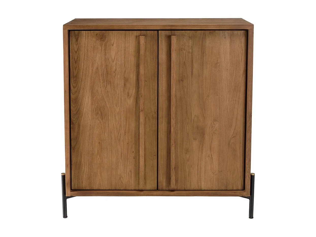 SIXTINE - Buffet 2 portes en bois de teck recyclé pieds en métal noir