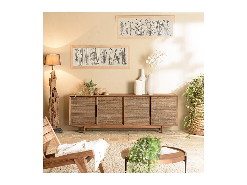 SIXTINE - Buffet en bois de teck recyclé naturel 4 portes