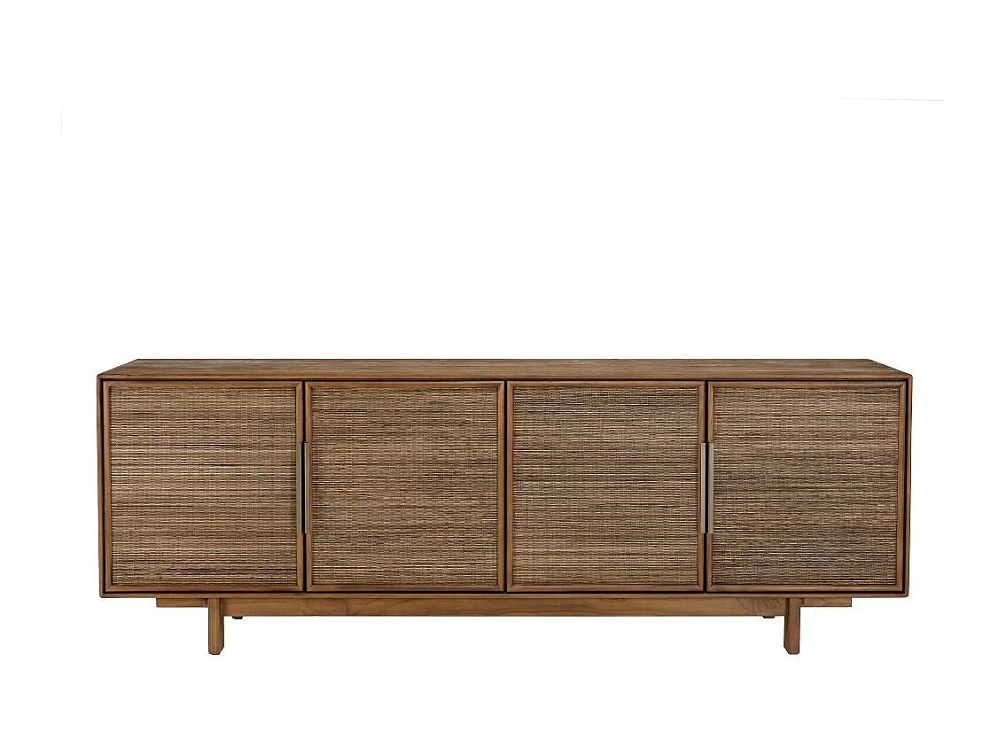 SIXTINE - Buffet en bois de teck recyclé naturel 4 portes