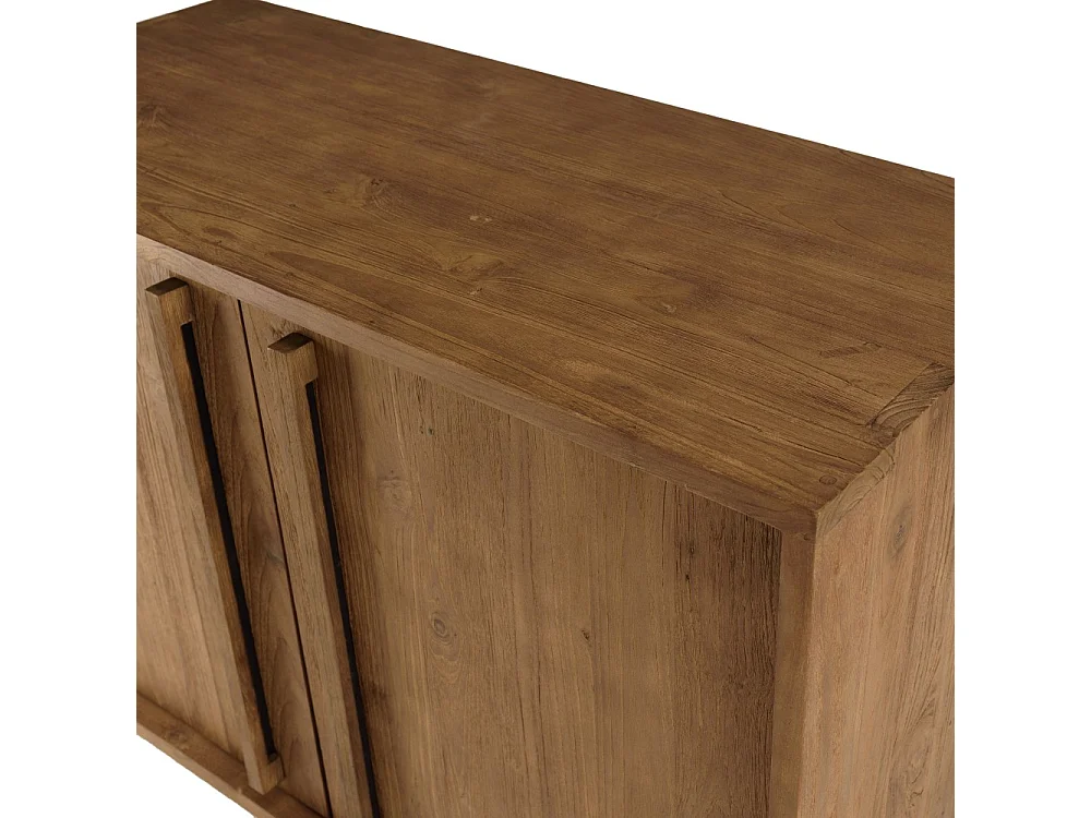 SIXTINE - Buffet 2 portes en bois de teck recyclé pieds en métal noir