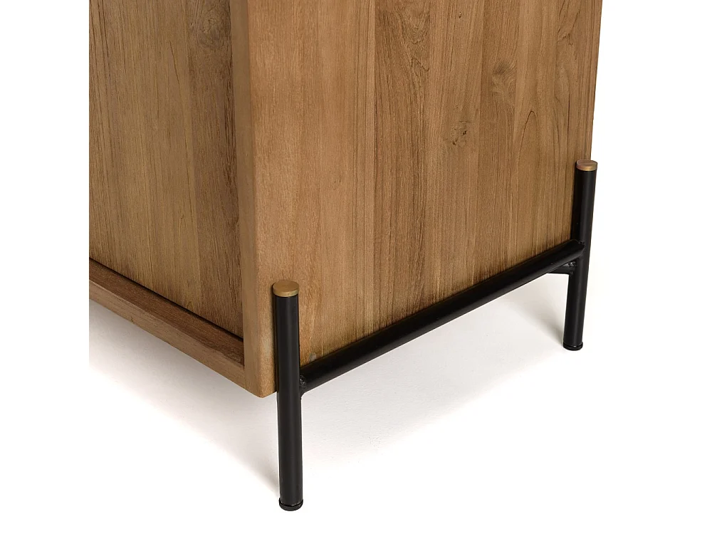 SIXTINE - Buffet 2 portes en bois de teck recyclé pieds en métal noir
