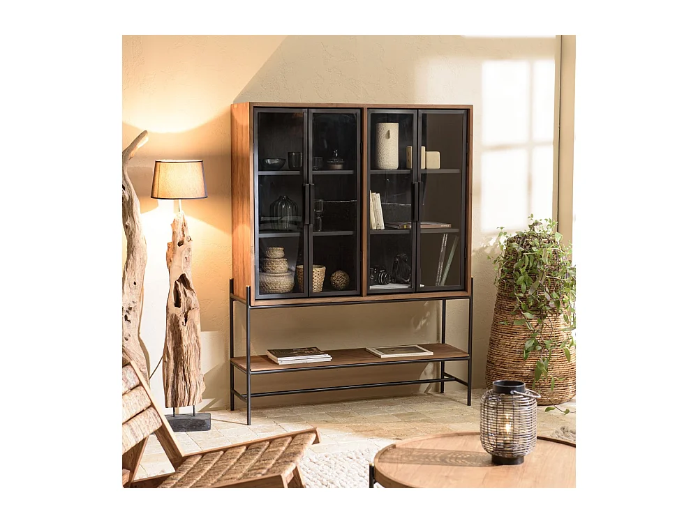 SIXTINE - Buffet 4 portes vitrées 6 étagères 1 niche
