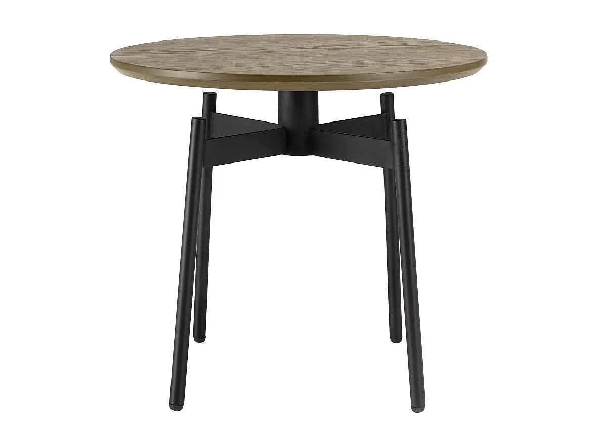 ALMA - Table d'appoint ronde marron foncé 55x55cm pieds métal noir
