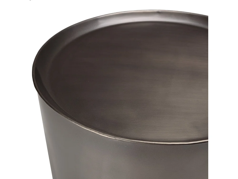 JOHAN - Set de 2 tables d'appoint rondes métal gris anthracite et doré