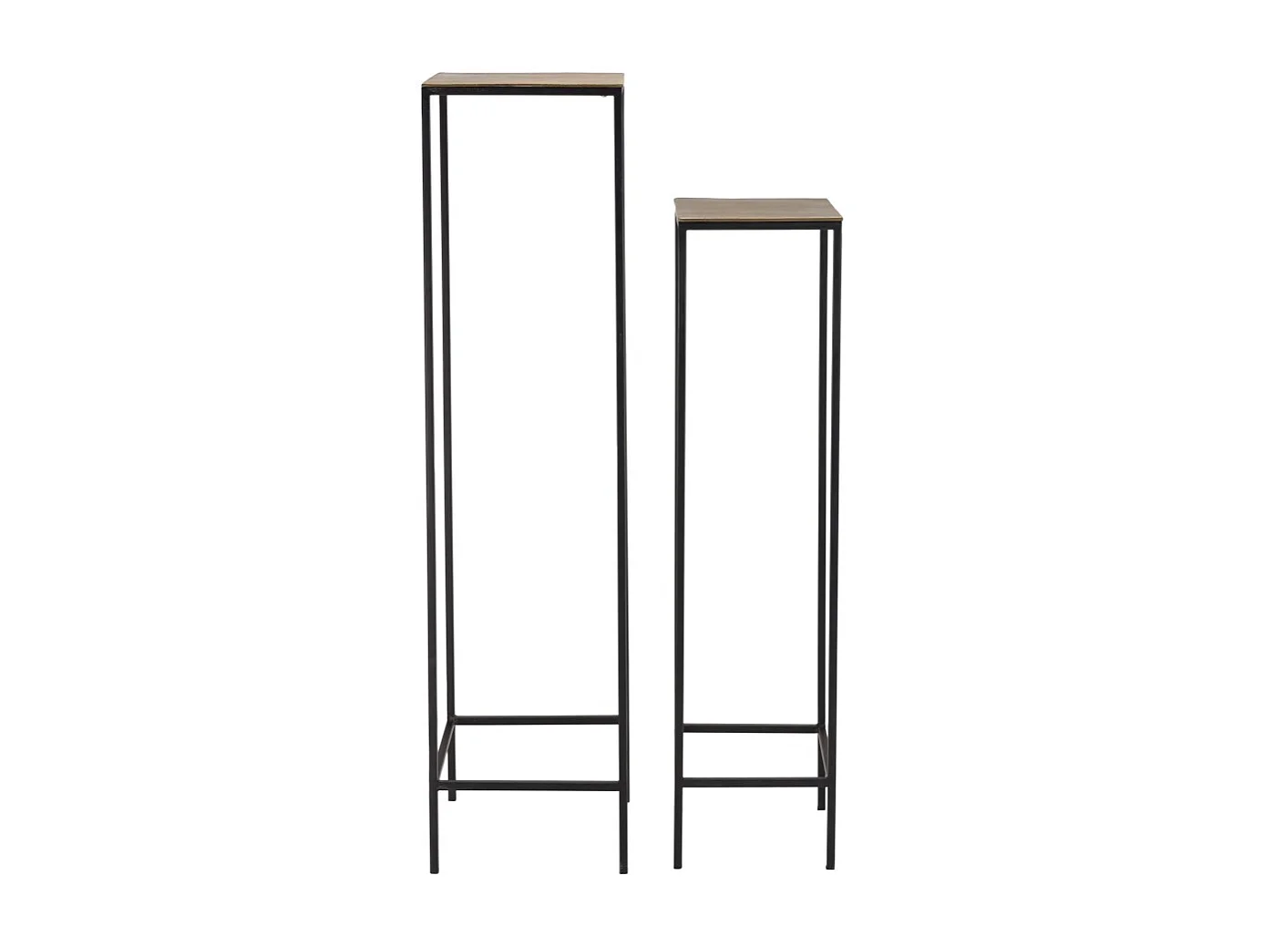 JOHAN - Set de 2 tables gigognes carrées aluminium doré et noir pieds méta