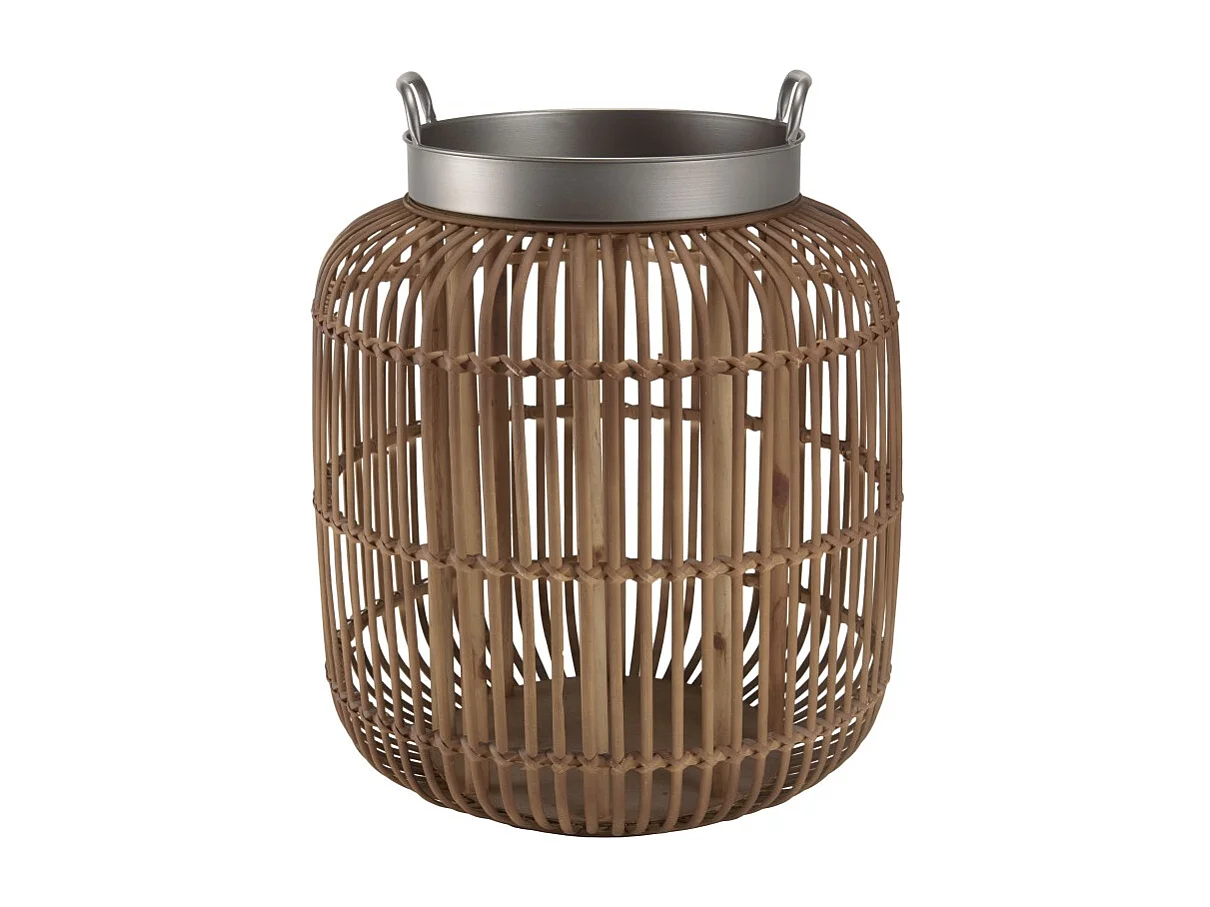 VICTOIRE - Table d'appoint poignées 51x51cm piètement en rotin marron