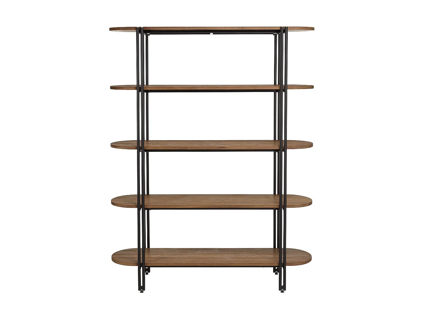 SIXTINE - Étagère 5 niveaux niches bois de teck recyclé coins arrondis