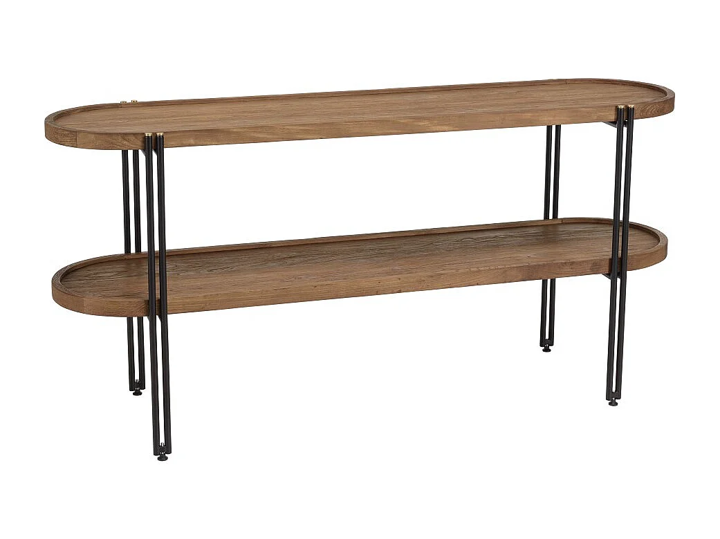 SIXTINE - Console double plateau arrondi en bois de teck recyclé