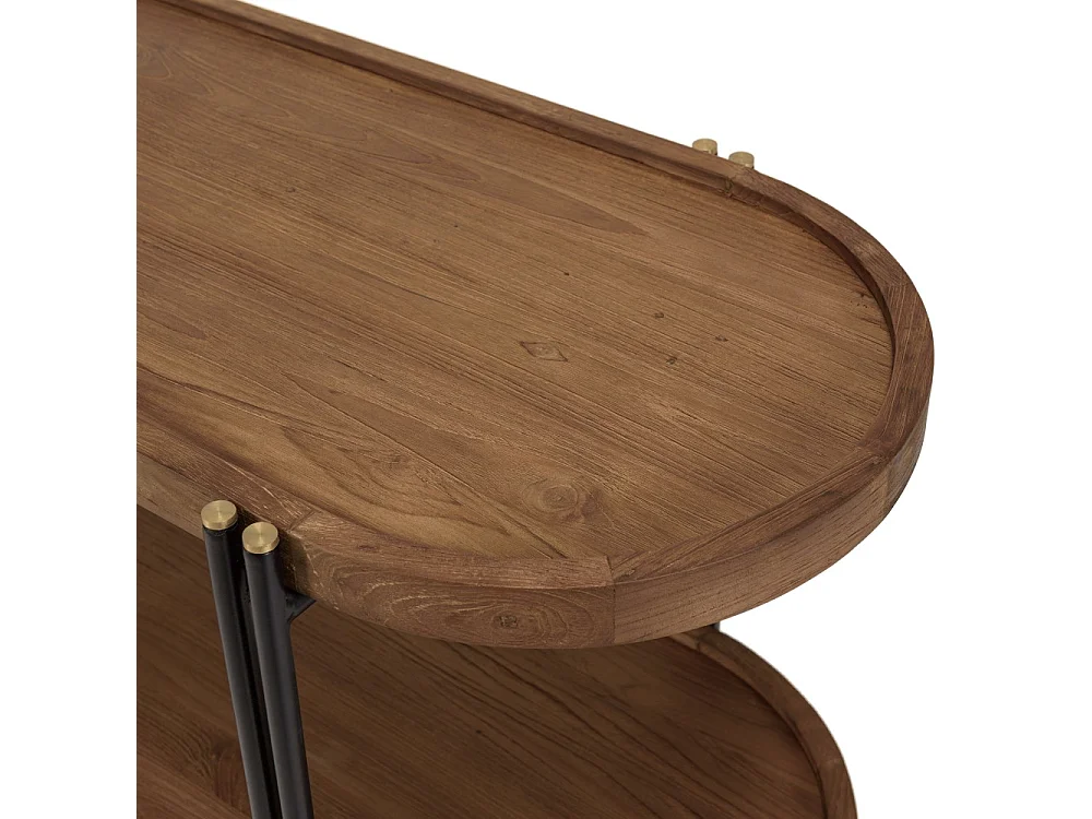 SIXTINE - Console double plateau arrondi en bois de teck recyclé