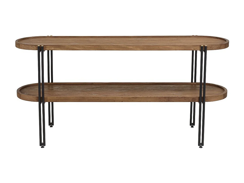 SIXTINE - Console double plateau arrondi en bois de teck recyclé