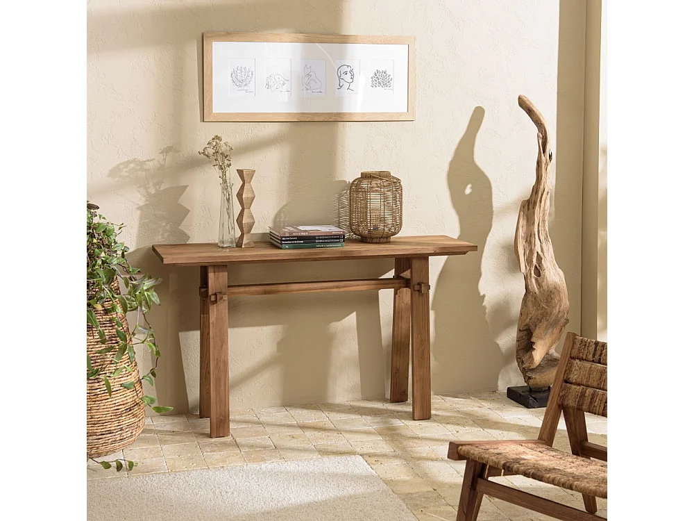 SIXTINE - Console 140x40cm en bois de teck recyclé