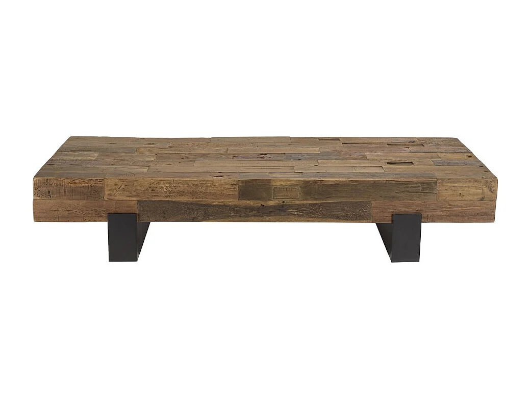MATHIS - Table basse marron rectangulaire poutres bois massif
