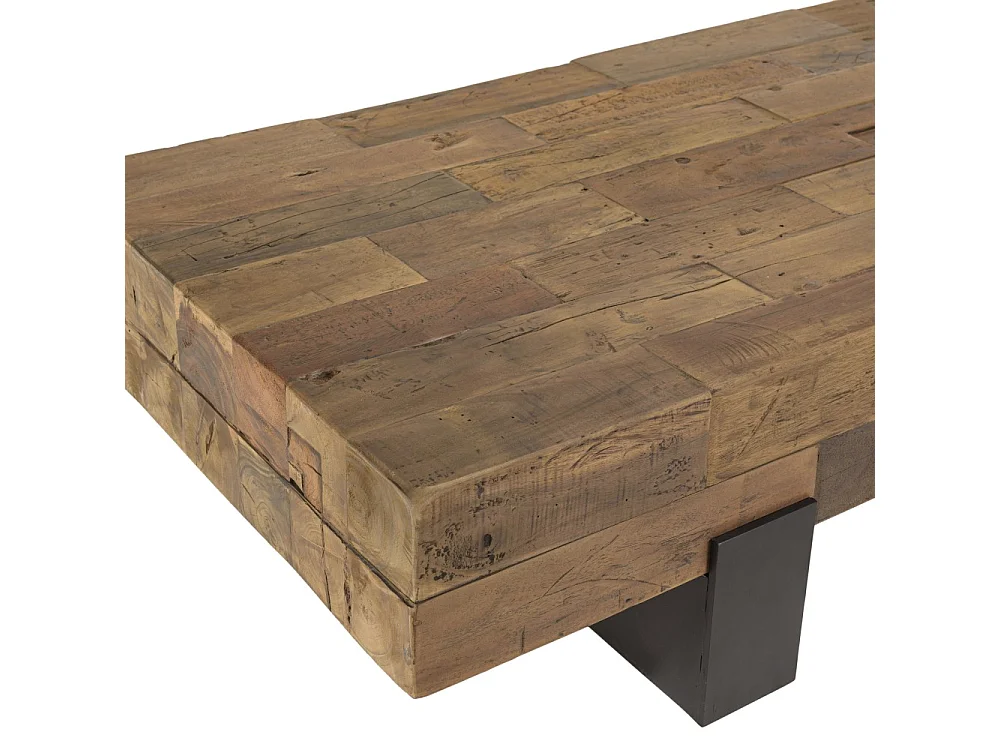 MATHIS - Table basse marron rectangulaire poutres bois massif
