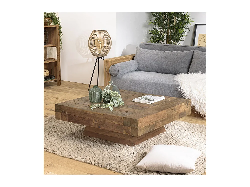 MATHIS - Table basse carrée bois massif marron