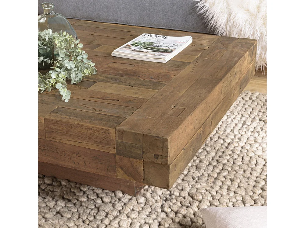 MATHIS - Table basse carrée bois massif marron