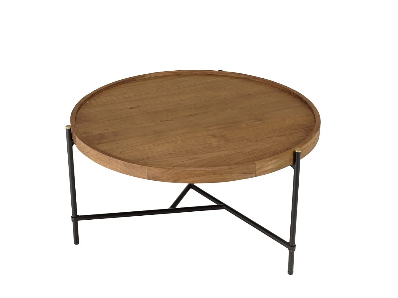 SIXTINE - Table basse ronde diam 78 plateau en bois de teck recyclé