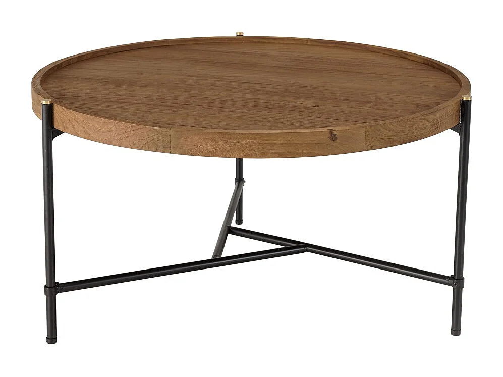 SIXTINE - Table basse ronde diam 78 plateau en bois de teck recyclé