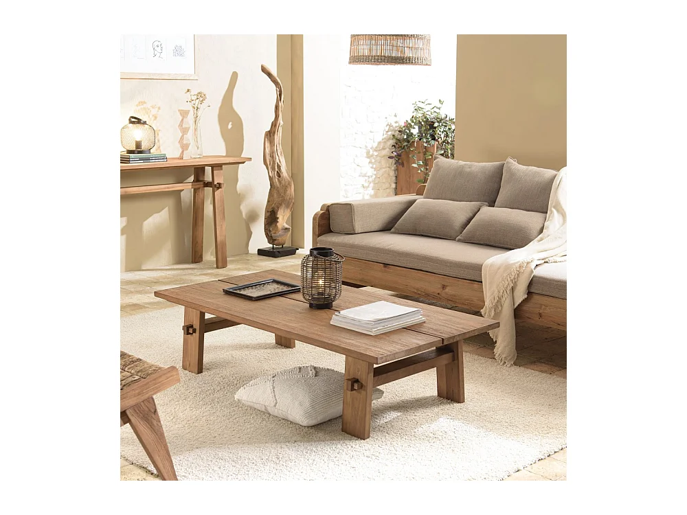 SIXTINE - Table basse rectangulaire 140x70cm en bois de teck recyclé
