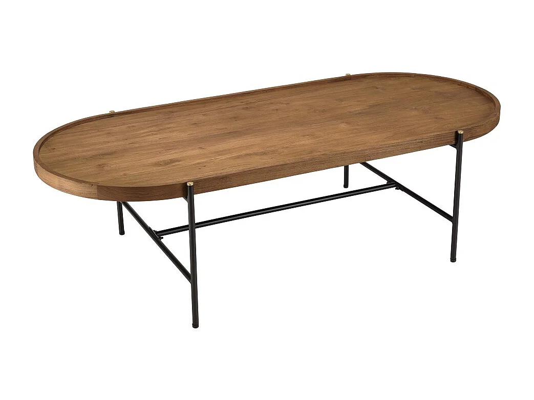 SIXTINE - Table basse ovale 140x63cm plateau en bois de teck recyclé